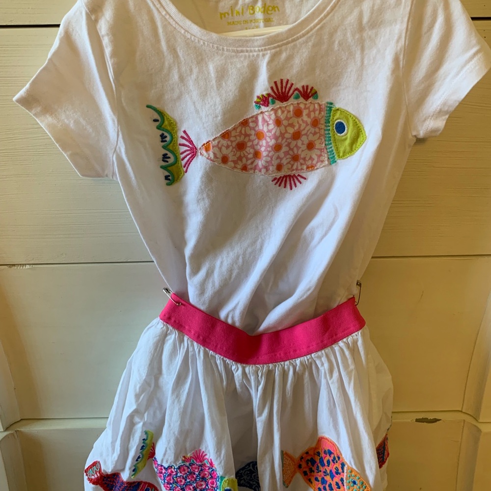 Mini Boden Fish Shirt and skirt